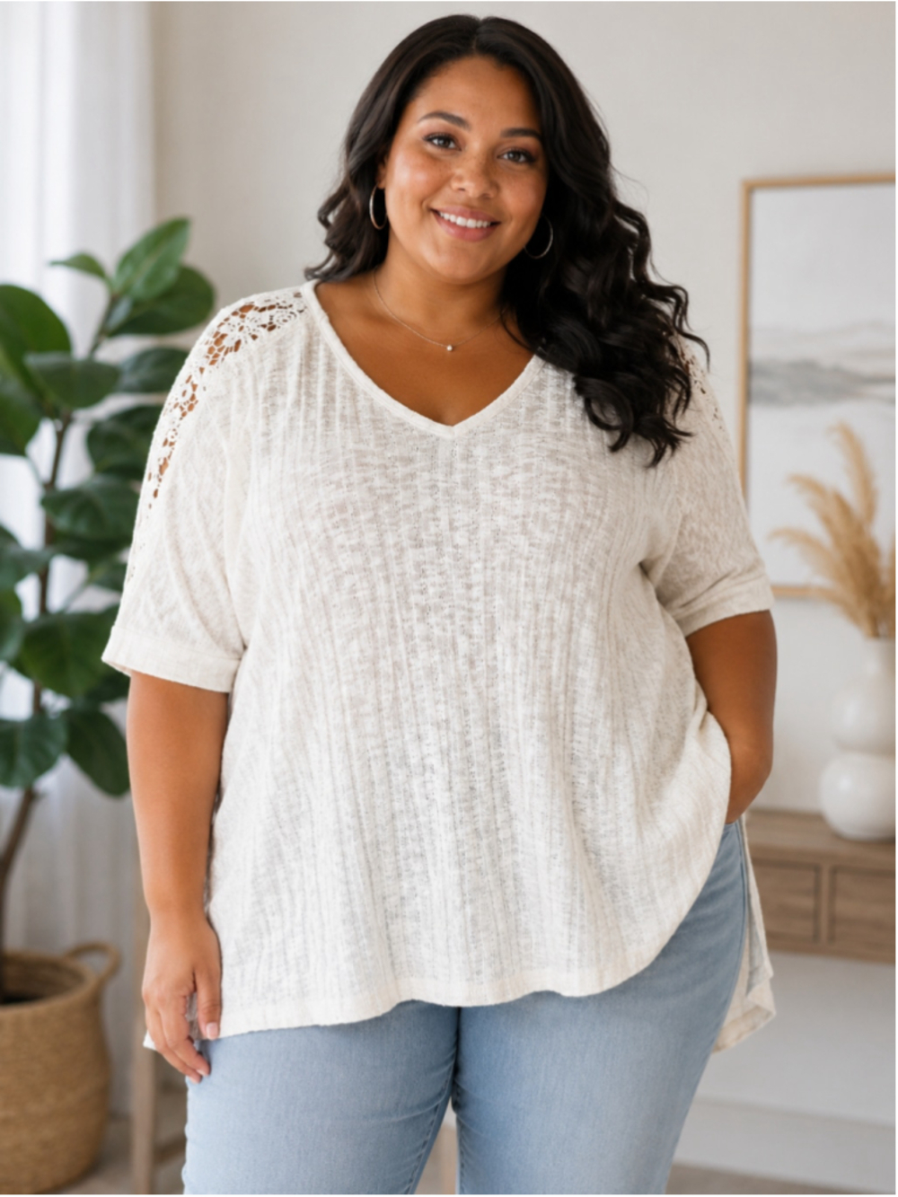 Absolutely Famous White Short Sleeve Tee Women’s Plus Size 1X